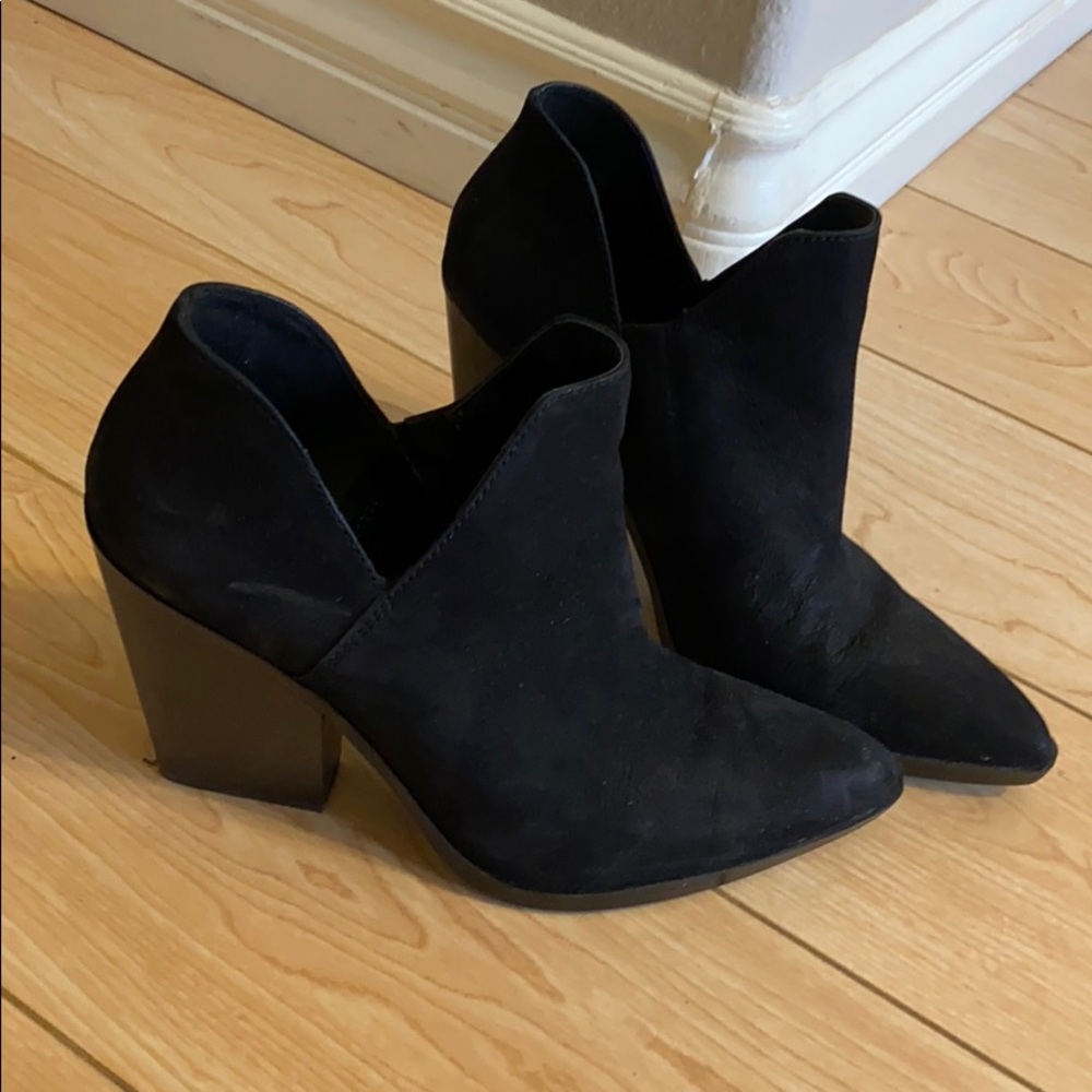 Black Suede Heeled Ankle Booties